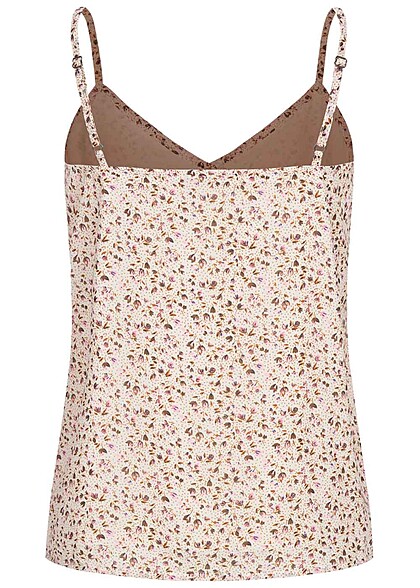 ONLY Dames Top met V-hals en knoopjes bloemenprint wit multicolor