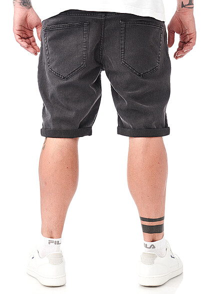 Only & Sons Herren Jeans Shorts mit 5-Pockets und Beinumschlag washed schwarz