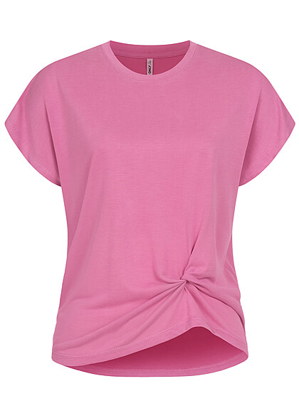 ONLY Dames T-Shirt met knoopdetail roze