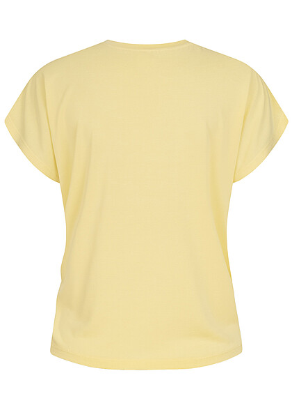 ONLY Dames T-Shirt met knoopdetail geel