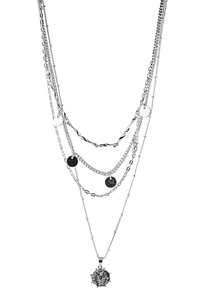 Pieces Dames Ketting combinatie van 4 verschillende kettingen zilver