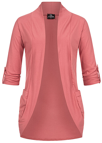 Styleboom Fashion Dames Vest met omgeslagen mouwen en 2 zakken roze - Art.-Nr.: 22056324