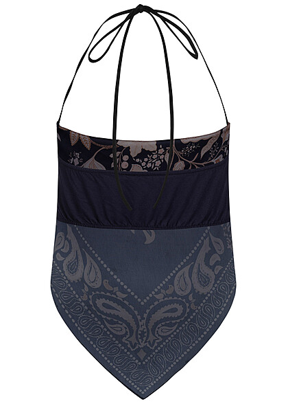 Cloud5ive Dames Viscose Bandeau Top met paisleyprint marineblauw