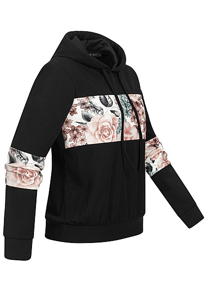 Cloud5ive Dames Hoodie met bloemenprint zwart
