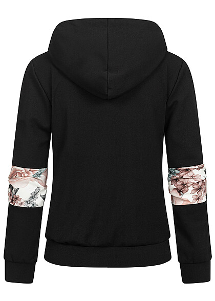 Cloud5ive Dames Hoodie met bloemenprint zwart