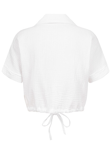 Cloud5ive Dames Cropped Blouse met knopen wit