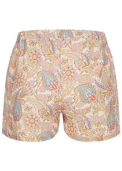 Cloud5ive Dames Zomershort met bindceintuur en print beige