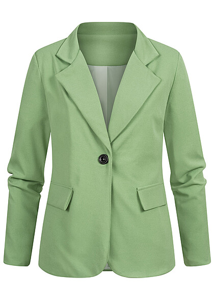 Cloud5ive Dames Blazer met knoopsluiting en 2 sierzakken groen