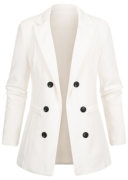 Cloud5ive Dames Blazer met 3 knopen en 2 sierzakken wit