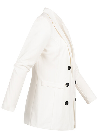 Cloud5ive Dames Blazer met 3 knopen en 2 sierzakken wit