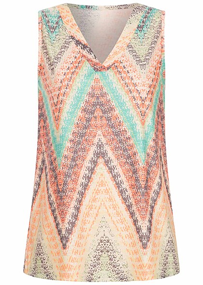 Cloud5ive Dames Viscose Top met zigzagprint beige multicolor