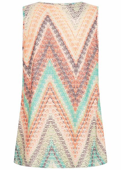 Cloud5ive Dames Viscose Top met zigzagprint beige multicolor