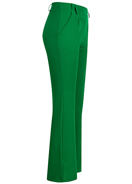 Cloud5ive Dames Hoge taille broek met rits en wijde pijpen groen