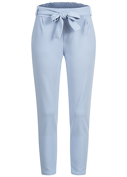 Cloud5ive Dames Stoffen broek met 2 zakken en bindceintuur lichtblauw