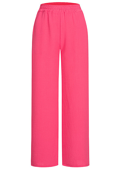 Styleboom Fashion Dames Chiffon Broek met een elastische tailleband roze