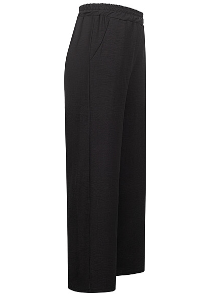 Styleboom Fashion Dames Chiffon Broek met een elastische tailleband zwart