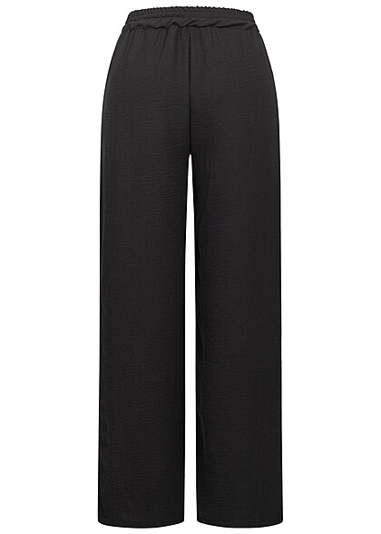 Styleboom Fashion Dames Chiffon Broek met een elastische tailleband zwart