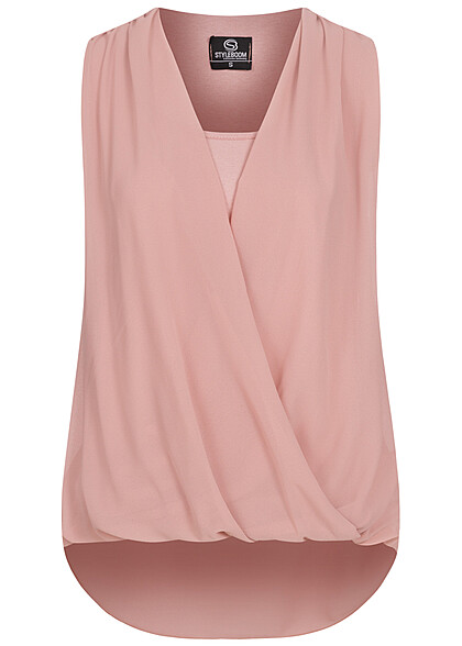 Styleboom Fashion Dames Chiffon Top 2in1 look roze
