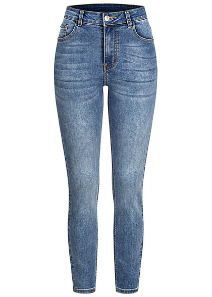 Cloud5ive Dames High-Waist Jeans Broek met 5 zakken blauw