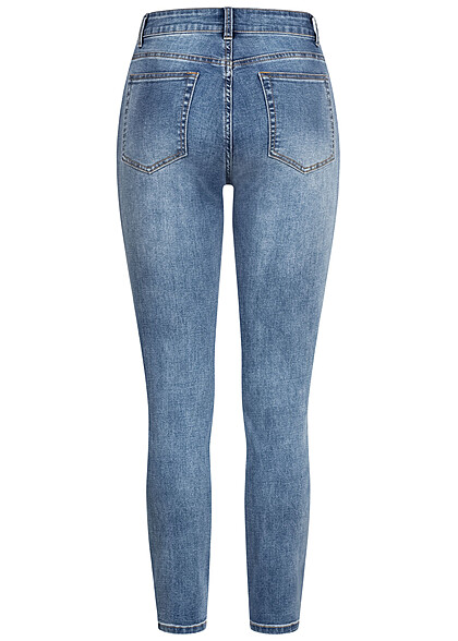 Cloud5ive Dames High-Waist Jeans Broek met 5 zakken blauw