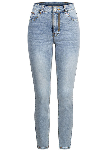 Cloud5ive Dames High-Waist Jeans Broek met 5 zakken lichtblauw
