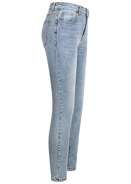 Cloud5ive Dames High-Waist Jeans Broek met 5 zakken lichtblauw