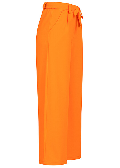 Seventyseven x Anniju Dames Hoog uitgesneden stoffen broek met bindceintuur oranje