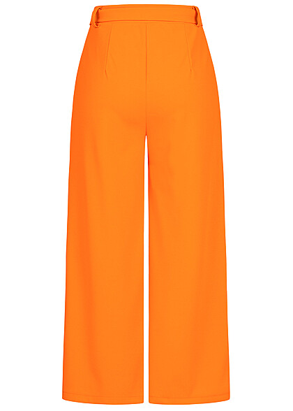 Seventyseven x Anniju Dames Hoog uitgesneden stoffen broek met bindceintuur oranje