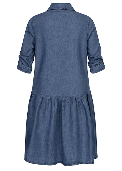 ONLY Dames NOOS Denim Jurk met knopen en borstzakken blauw
