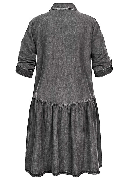 ONLY Dames NOOS Denim Jurk met knopen en borstzakken grijs