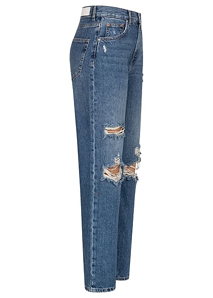 ONLY Dames High-Waist Jeans Broek met 5 zakken medium blauw