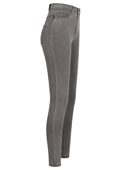 Noisy May Dames NOOS Hoog uitgesneden jeansbroek met 5 zakken lichtgrijs