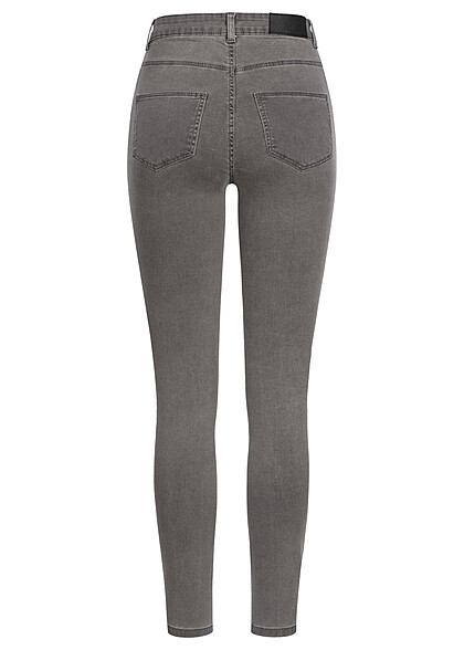Noisy May Dames NOOS Hoog uitgesneden jeansbroek met 5 zakken lichtgrijs