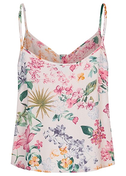 VILA Dames Viscose Top met verstelbare bandjes en bloemenprint wit