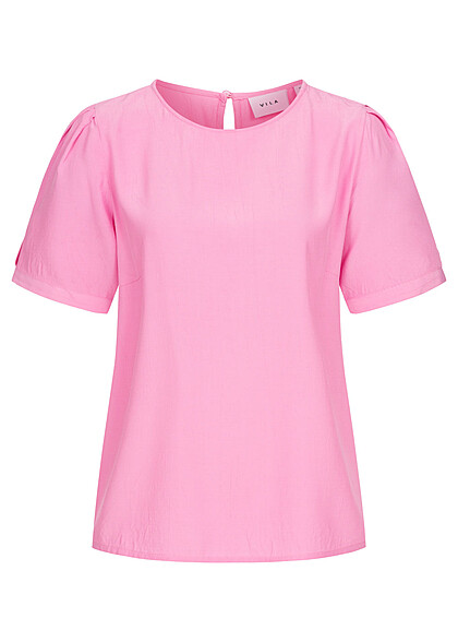 VILA Dames Viscose Shirt met knoopsluiting en plooidetails roze