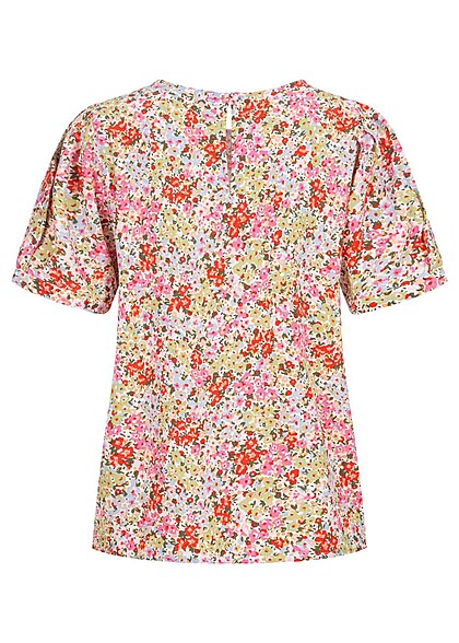 VILA Dames Viscose Shirt met bloemenprint wit multicolor