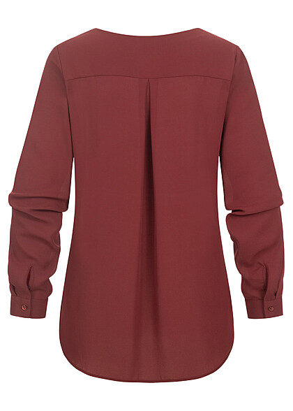 VILA Dames NOOS Blouse met V-hals en lange mouwen rood