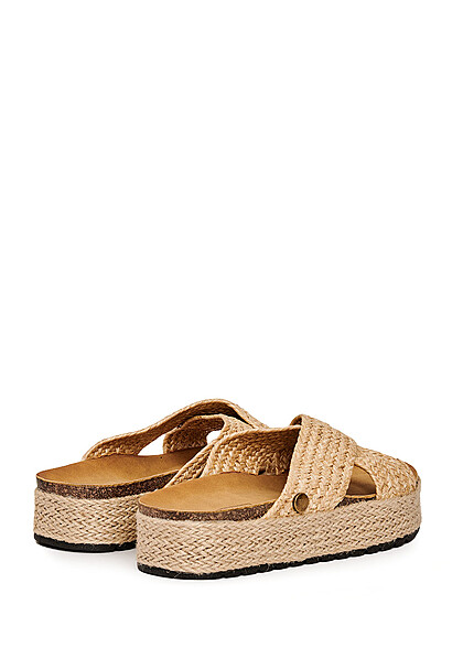 Seventyseven Lifestyle Dames Geweven Plateau Sandaal beige