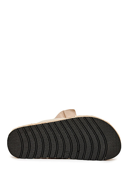 Seventyseven Lifestyle Dames Plateau sandaal in velours look met lint beige
