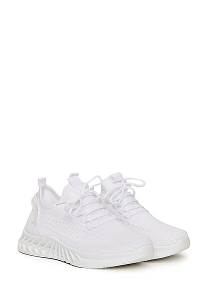 Seventyseven Lifestyle Dames Sneaker van mesh met veters wit