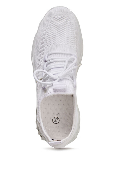 Seventyseven Lifestyle Dames Sneaker van mesh met veters wit