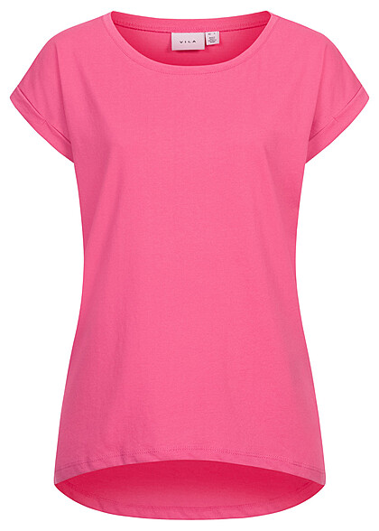 VILA Dames NOOS vokuhila t-shirt met mouwomslag roze - Art.-Nr.: 22060170