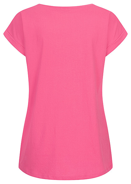 VILA Dames NOOS vokuhila t-shirt met mouwomslag roze