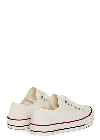 Seventyseven Lifestyle Dames Canvas Sneaker met veters wit rood