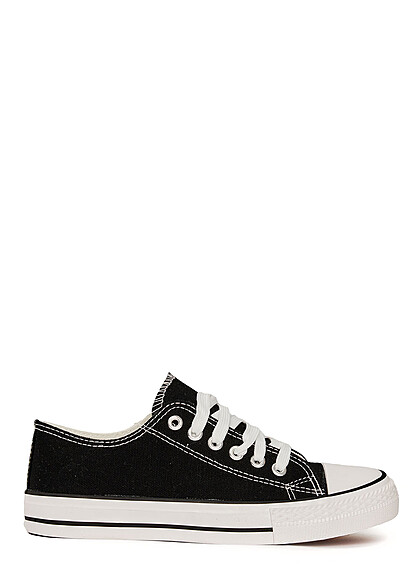 Seventyseven Lifestyle Dames Canvas Sneaker met veters zwart wit