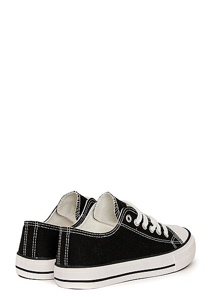 Seventyseven Lifestyle Dames Canvas Sneaker met veters zwart wit