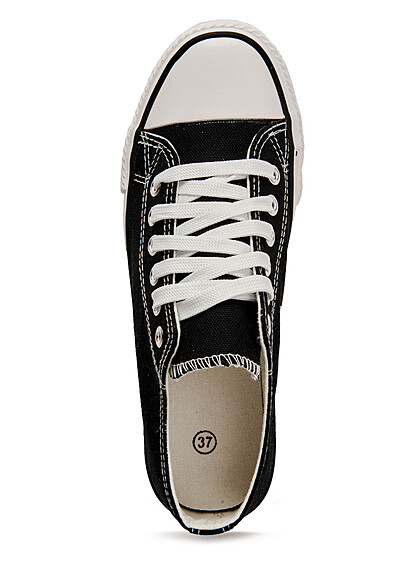 Seventyseven Lifestyle Dames Canvas Sneaker met veters zwart wit