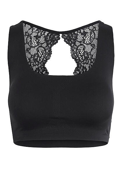 Pieces Dames Nylon Shapewear Beha met kant en pads zwart