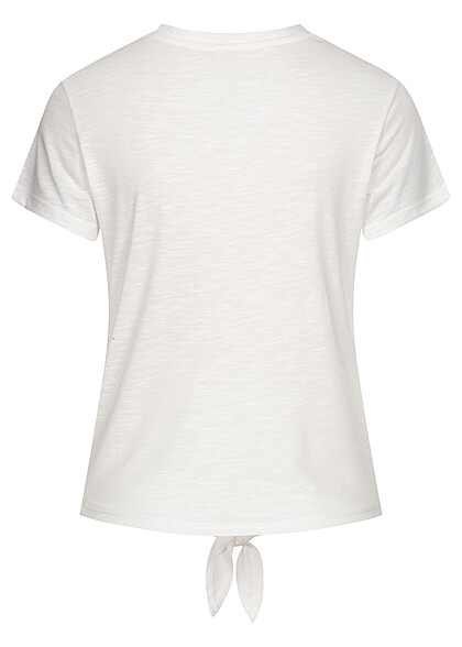 ONLY Dames Basic T-Shirt met binddetail op de voorzijde wit