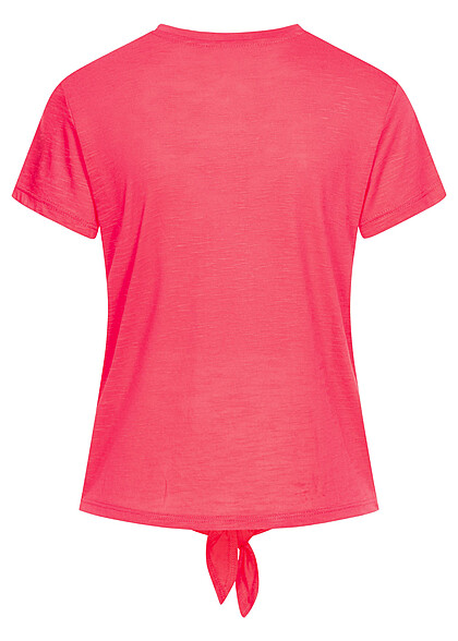 ONLY Dames Basic T-Shirt met binddetail op de voorzijde donkerroze